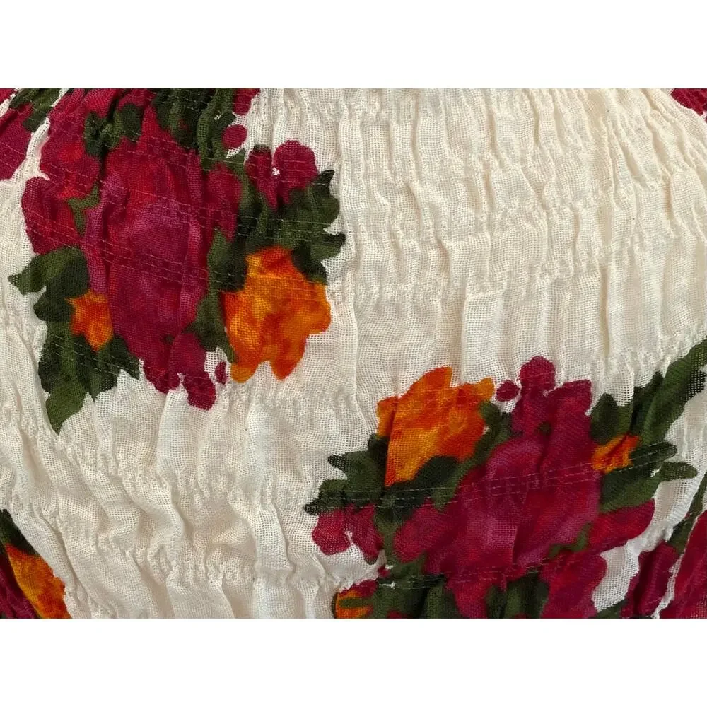 Mark Burgundy Red Floral Scarf / Wrap, Ruched, Fringe, Boho, 20 x 53